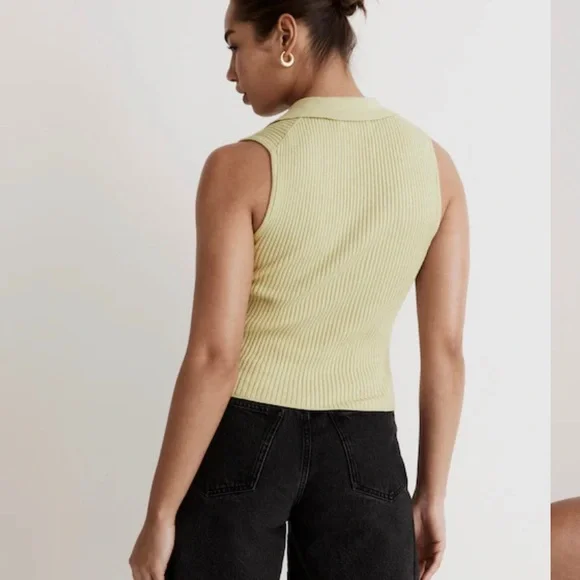 Madewell Owen Polo Sweater Tank in faded seagrass - Picture 4 of 4